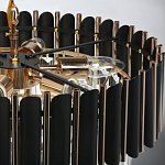 Люстра из черного металла с многоярусными подвесками из прозрачного хрусталя на золотой цепи Empire Black Chandelier Crystal варинант исполнения - 11 | Loft Concept в Перми