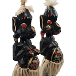 Комплект из 2-х деревянных статуэток Asmat Straw Headdress Statuettes Multicolor варинант исполнения - 5 | Loft Concept в Перми