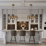 Люстра подвесная круглая с овальными подвесками из стекла дымчатого цвета Harlow Crystal Round варинант исполнения - 6 | Loft Concept в Перми