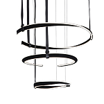 Люстра подвесная с 3-мя кольцами из кожаных ремней черного цвета Half Ring Horizontal  варинант исполнения - 1 | Loft Concept в Перми