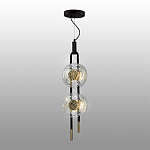 Подвесной светильник с 2-мя прозрачными стеклянными плафонами и золотистыми центральными вставками Virelia  варинант исполнения - 4 | Loft Concept в Перми