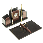 Настольный письменный набор из лемезита и змеевика с часами Royal Accessory варинант исполнения - 2 | Loft Concept в Перми