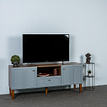 ТВ-тумба серая из массива бука с 2-мя дверками и ящиком Wenge Light варинант исполнения - 7 | Loft Concept в Перми