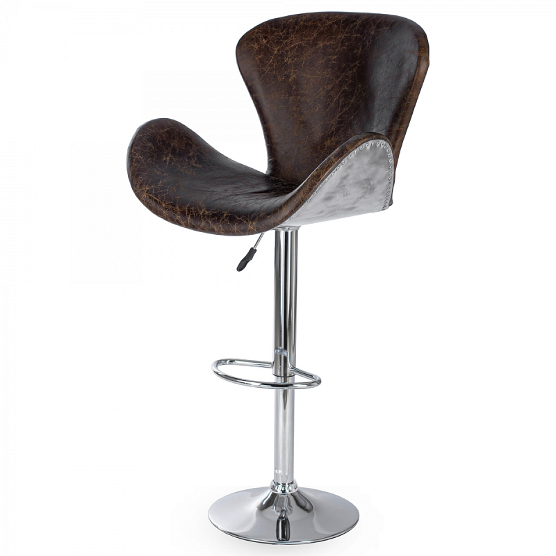 Барный стул Авиатор Spitfire Swan bar stool Aviator Коричневый Хром в Перми | Loft Concept 