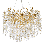 Люстра с хрустальными подвесками на металлических ветках Fairytree Light Gold Chandelier 14 варинант исполнения - 1 | Loft Concept в Перми
