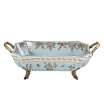 Блюдо прямоугольное из голубого фарфора с ручками и рисунком птиц и цветов Blue Garden варинант исполнения - 1 | Loft Concept в Перми