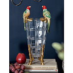 Ваза из прозрачного стекла с бронзовыми ножками и фигурками попугаев Eden Garden porcelain and bronze варинант исполнения - 1 | Loft Concept в Перми