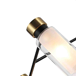 Люстра потолочная с 6-ю цилиндрическими плафонами из стекла и черным каркасом Noir Poise варинант исполнения - 2 | Loft Concept в Перми