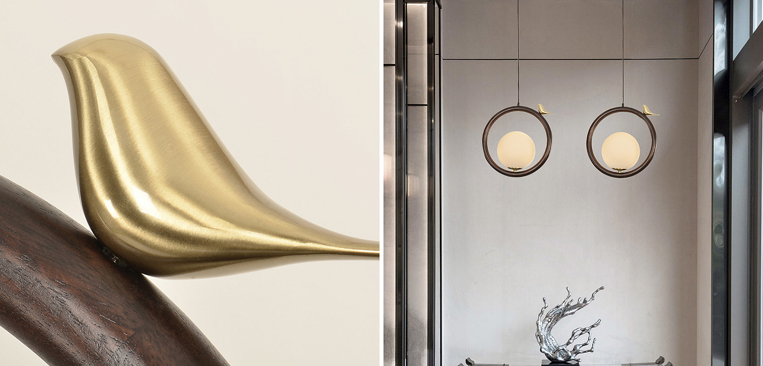 Светильник с птичкой Bird Wood Ring Hanging Lamp Светильник с птичкой Bird Wood Ring Hanging Lamp - Loft-Concept в Перми