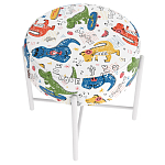 Пуф детский круглый с принтом на 4-х белых ножках Dinosaurs CHILDHOOD варинант исполнения - 3 | Loft Concept в Перми
