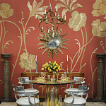 Обои с вышивкой ручной работы Deco Flowers Original colourway on wool sateen варинант исполнения - 1 | Loft Concept в Перми