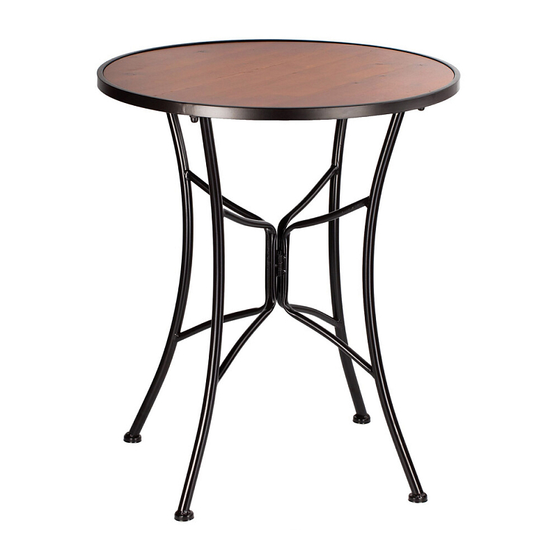 Столик приставной с круглой столешницей на металлическом черном основании Scenical Table Черный Коричневый в Перми | Loft Concept 