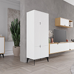 Комод белый с 4-мя дверцами на металлических ножках SPARK MULTIPURPOSE CABINET WHITE варинант исполнения - 4 | Loft Concept в Перми