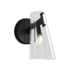 Бра конусообразной формы из прозрачного акрила и черной стали Glass Cylinder Black варинант исполнения - 1 | Loft Concept в Перми