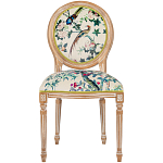 Стул из массива бука бежевый с изображением птиц и цветов Beige Green Chinoiserie Rose Garden Chair варинант исполнения - 1 | Loft Concept в Перми