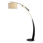 Торшер с изогнутой черной металлической ножкой и цилиндрическим абажуром из ткани Arched Metal Base  варинант исполнения - 1 | Loft Concept в Перми