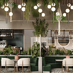 Люстра на штанге с 4-мя белыми шарообразными плафонами Bubble Chandelier варинант исполнения - 4 | Loft Concept в Перми