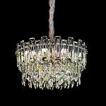 Круглая люстра с хрустальными подвесками на золотистом каркасе Gorgeous Crystal Light варинант исполнения - 1 | Loft Concept в Перми