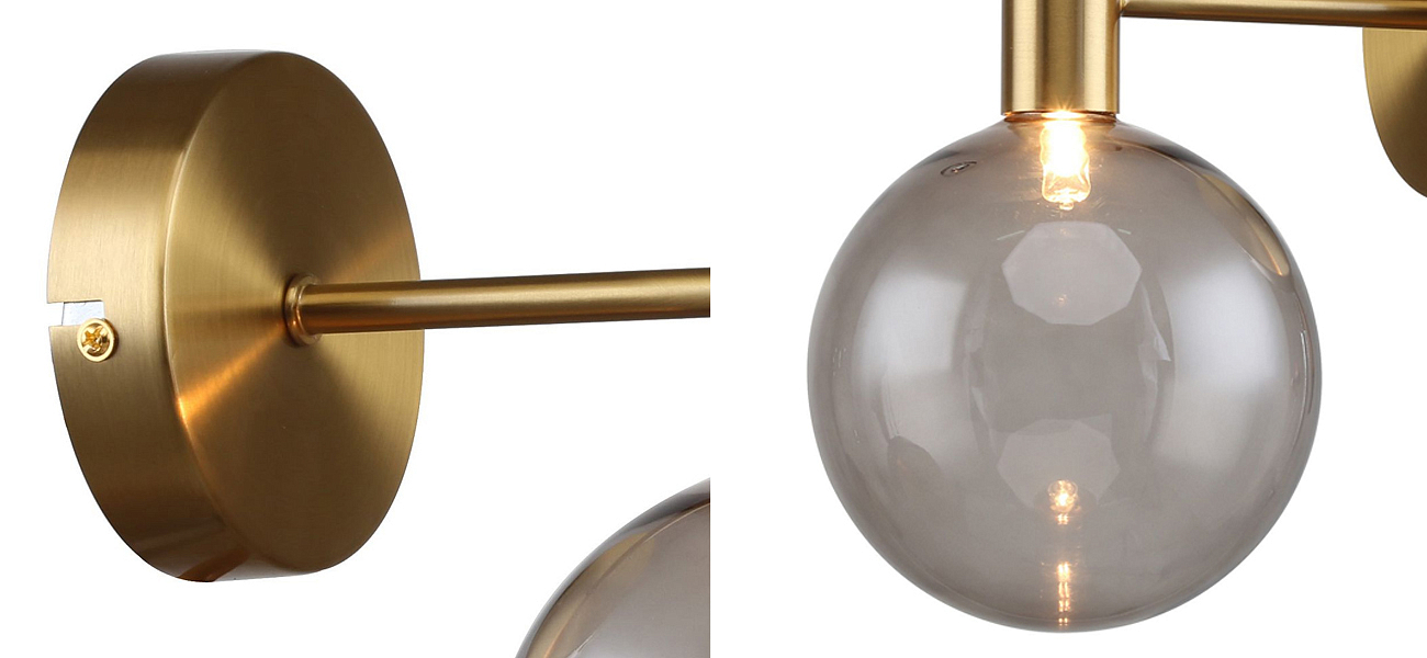 Бра с выдувным плафоном коньячного цвета Carmella Globe Brass Бра с выдувным плафоном коньячного цвета Carmella Globe Brass - Loft-Concept в Перми