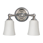 Бра для ванных комнат с 2-мя белыми плафонами в форме колокола на круглом основании цвета хром Feiss варинант исполнения - 1 | Loft Concept в Перми