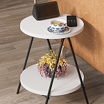 Стол приставной с 2-мя круглыми белыми столешницами ESSEL SIDE TABLE WHITE варинант исполнения - 9 | Loft Concept в Перми