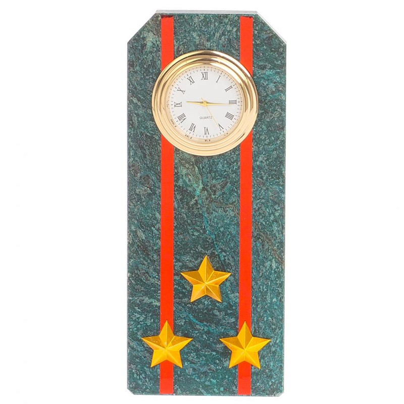 Часы погон ВС подарочные настольные из натурального камня Змеевик Military Clock Зеленый Красный Золотой Часы погон ВС подарочные настольные из натурального камня Змеевик Military Clock Зеленый Красный Золотой в Перми | Loft Concept