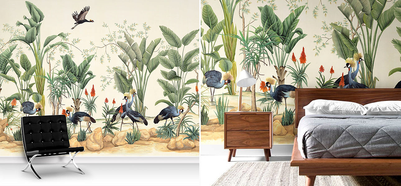 Обои ручная роспись African Cranes Обои ручная роспись African Cranes - Loft-Concept в Перми
