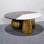Дизайнерский журнальный стол с круглой столешницей на 3-х геометрических ножках Lehumod варинант исполнения - 1 | Loft Concept в Перми