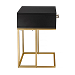 Приставной столик с резным узором на выдвижном ящике Black Table Carved Pattern варинант исполнения - 5 | Loft Concept в Перми