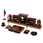 Настольный письменный набор с часами из природного камня обсидиана Royal Set варинант исполнения - 2 | Loft Concept в Перми