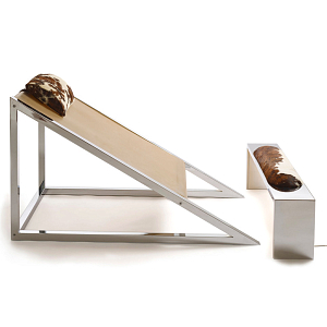 Дизайнерское кресло на металлическом каркасе с подставкой для ног Poltronova Mies Armchair