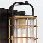 Настенный фонарь цилиндрической формы с рифленым стеклом в золотом каркасе на черном прямоугольном основании Eurofase варинант исполнения - 16 | Loft Concept в Перми