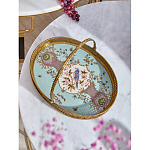 Блюдо овальное с ручкой и голубым фарфоровым дном с цветочным рисунком Blue Garden варинант исполнения - 2 | Loft Concept в Перми