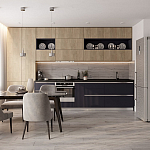 Прямая кухня с фасадом под дерево Maurice Kitchen Set варинант исполнения - 1 | Loft Concept в Перми