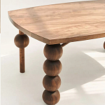 Обеденный стол деревянный с круглыми декоративными элементами на ножках Koko варинант исполнения - 4 | Loft Concept в Перми