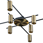 Потолочный светильник с 10-ю цилиндрическими плафонами цвета латунь TRIBES CHANDELIER варинант исполнения - 2 | Loft Concept в Перми