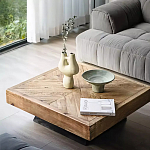 Дизайнерский журнальный стол квадратный с черным трапециевидным основанием Wokab варинант исполнения - 2 | Loft Concept в Перми