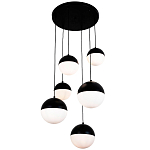 Каскадный светильник с 6-ю плафонами шары Ponzio Flos Cascade  Black Sphere Hanging Lamp варинант исполнения - 1 | Loft Concept в Перми