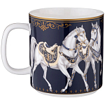 Кружка из фарфора синяя с изображением лошадей 400 мл Porcelain Horse Set варинант исполнения - 1 | Loft Concept в Перми