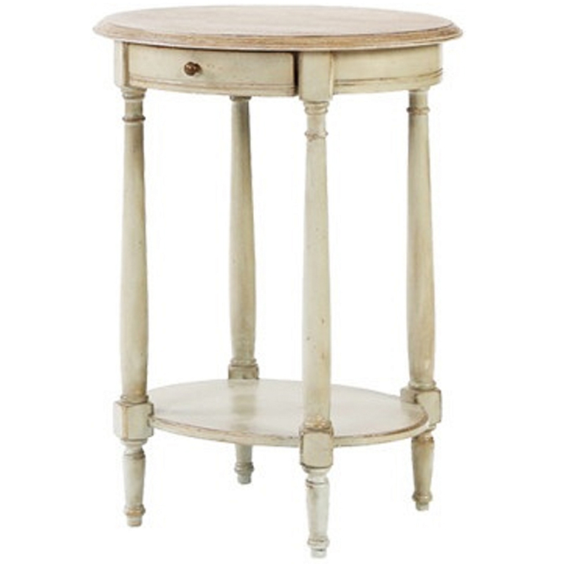 Круглый кофейный стол с ящиком Emilien Montmartre Provence Coffee Table Слоновая кость  Светлый дуб в Перми | Loft Concept 