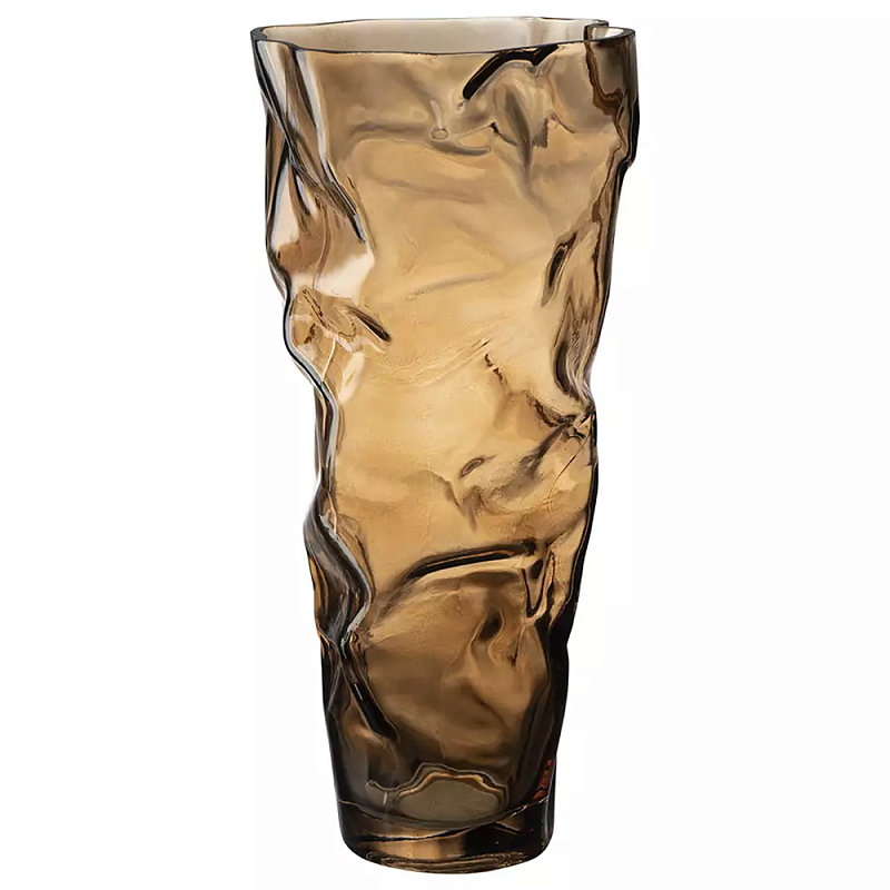 Ваза стеклянная фактурная Crumpled Vase 32 см Коричневый Ваза стеклянная фактурная Crumpled Vase 32 см Коричневый в Перми | Loft Concept