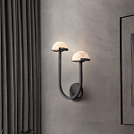 Бра с 2-мя мраморными плафонами на черном корпусе Light Warm Light варинант исполнения - 2 | Loft Concept в Перми