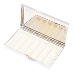 Таблетница карманная прямоугольная на 7 отделений с зеркалом и накладкой из натурального камня Турмалин Silver Stone Pillboxes варинант исполнения - 3 | Loft Concept в Перми