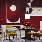 Обои ручная роспись в стиле Арт-деко Assemblage Original colourway on red silk dupion варинант исполнения - 2 | Loft Concept в Перми