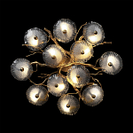 Потолочная люстра круглая ветвистыми бронзовыми элементами и стеклянными рифлеными дисками Textured Glass Chandelier варинант исполнения - 2 | Loft Concept в Перми