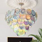 Люстра с каскадом из круглых разноцветных стеклянных дисков Mother of Pearl Iridescence варинант исполнения - 1 | Loft Concept в Перми