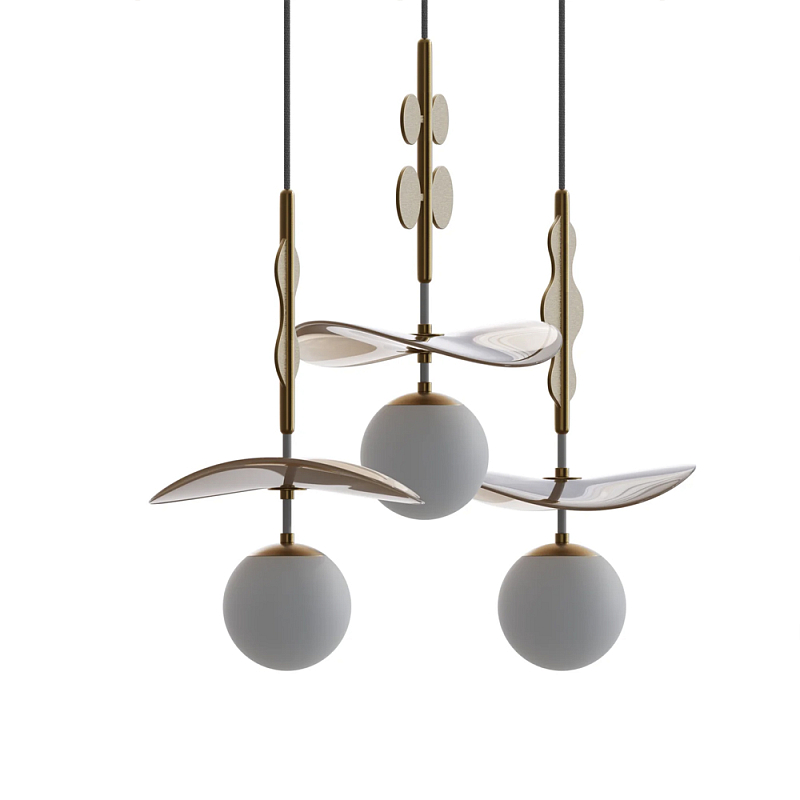 Подвес Bloomy Бежевый Белый Латунь в Перми | Loft Concept 
