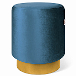 Пуф синий велюр на золотом металлическом основании Golden Belt варинант исполнения - 1 | Loft Concept в Перми