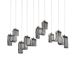 Подвесной светильник линейный с плафонами волнистой формы из фактурного стекла Big Wave варинант исполнения - 2 | Loft Concept в Перми