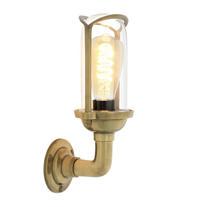 Бра Eichholtz Wall Lamp Wolseley Brass Латунь Античная полированная Прозрачное Стекло в Перми | Loft Concept 